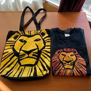 Lion King Character NEW tote bag and gently used kids T shirt size M